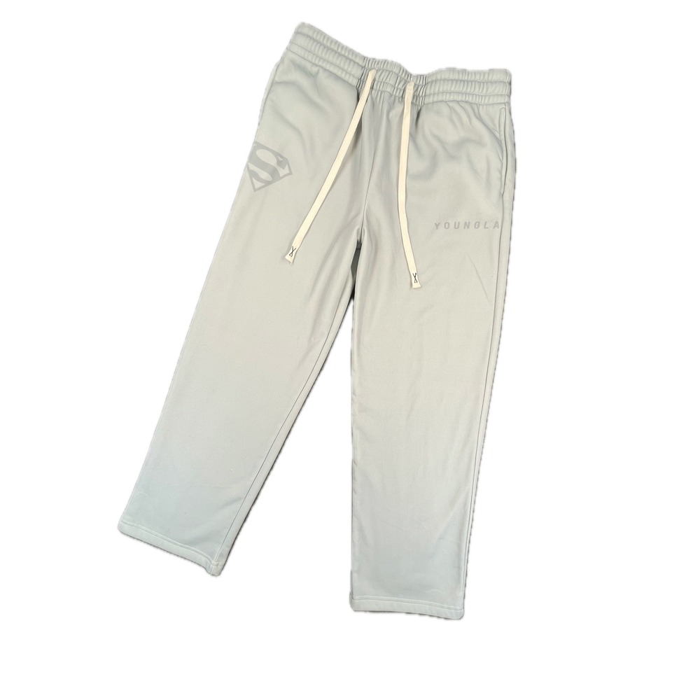 YoungLA Superman DC Comics Sweatpants Medium Light Gray Gym Joggers